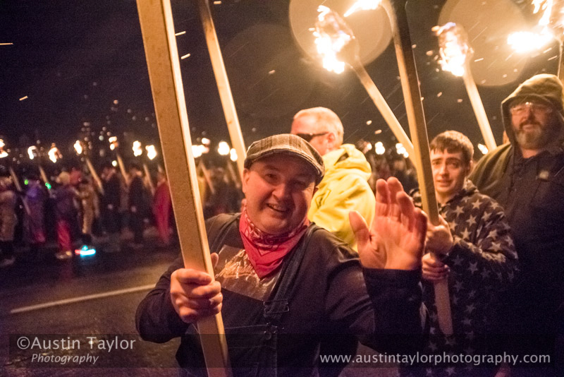 for Up Helly-Aa 2017 - Guizer Jarl Lyall Gair as "Sweyn 'Forkbeard' Haraldsson" with his Galley "Falcon" 31 Jan in Lerwick, Shetland