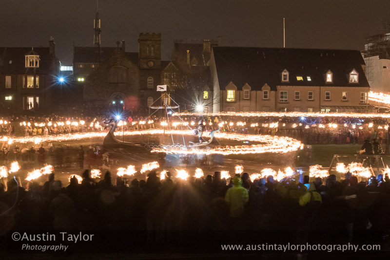 for Up Helly-Aa 2017 - Guizer Jarl Lyall Gair as "Sweyn 'Forkbeard' Haraldsson" with his Galley "Falcon" 31 Jan in Lerwick, Shetland