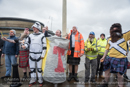 Up Helly-Aa 2017 - Guizer Jarl Lyall Gair as "Sweyn 'Forkbeard' Haraldsson" with his Galley "Falcon" 31 Jan in Lerwick, Shetland