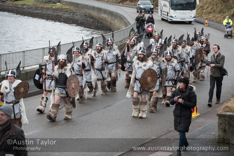 Scalloway Fire Festival 2018 with Jarl Ragnar Sutrika Lothbrok (Leslie Wills Setrice) and his galley Jörmungandr