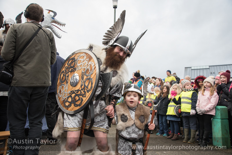Scalloway Fire Festival 2018 with Jarl Ragnar Sutrika Lothbrok (Leslie Wills Setrice) and his galley Jörmungandr