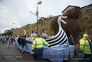 Scalloway Fire Festival 2018 with Jarl Ragnar Sutrika Lothbrok (Leslie Wills Setrice) and his galley Jörmungandr