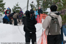 Media and spectators at the Siberian Husky Club of GB Arden Grange Aviemore Sled Dog Rally 2010