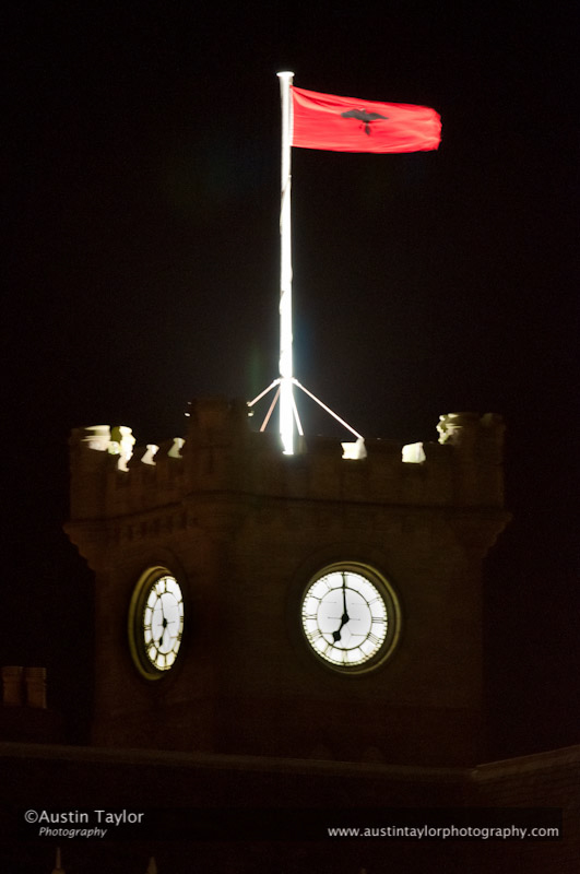 Up Helly-Aa 2011: evening procession and galley burning - Town Hall clock tower