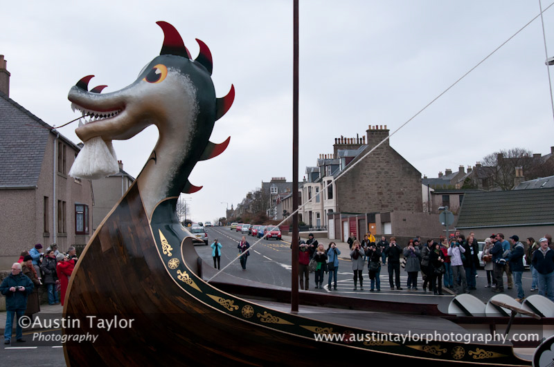 Up Helly-Aa 2011: morning procession - galley Jägare at the Legion