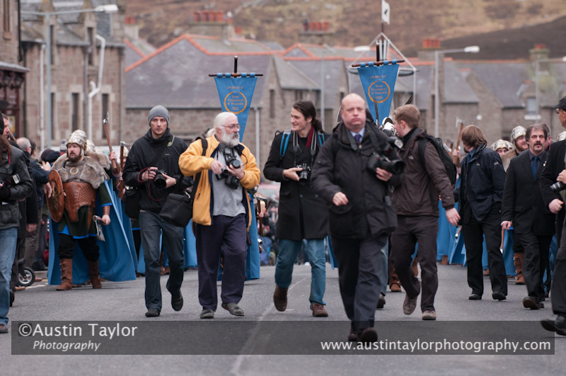 Up Helly-Aa 2011: morning procession - crowd and photographers, Commercial Road