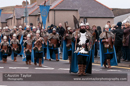 Up Helly-Aa 2011: morning procession - Jarl John Hunter as Johan Sanderrevet of Valsgärde, Sweden, leads his guizers along Commercial Road