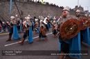 Up Helly-Aa 2011: morning procession - Jarl John Hunter as Johan Sanderrevet of Valsgärde, Sweden, leads his guizers along Esplanade