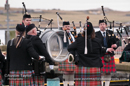 Up Helly-Aa 2011: morning procession - the Lerwick Royal British Legion Pipe Band at Alexandra Wharf