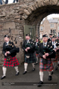 Up Helly-Aa 2011: morning procession - Lerwick Royal British Legion Pipe Band lead the Jarl Squad up through Fort Charlotte