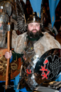 Up Helly-Aa 2011: Guizer Jarl John Hunter as Johan Sanderrevet of Valsgärde, Sweden visits Sound Hall with his Jarl Squad