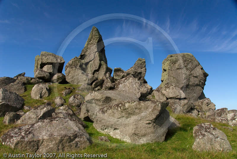 Stanes o' Stofast, Lunnasting, Shetland. A glacial erratic that has since been fractured by frost action.