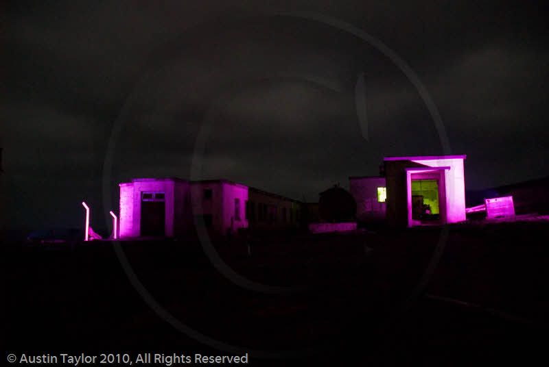 Mirrie Dancers Illuminations - former listening station, Garths Ness, Dunrossness, Shetland
