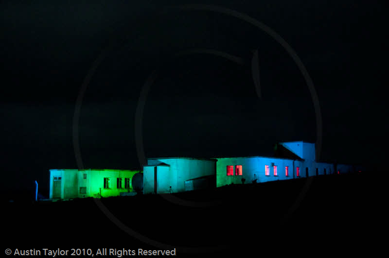 Mirrie Dancers Illuminations - former listening station, Garths Ness, Dunrossness, Shetland