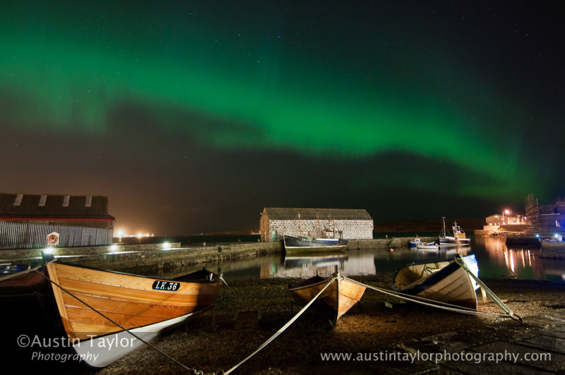 Aurora Borealis over Hays Dock, Lerwick, Shetland 12 April 2010