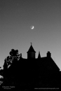 Islesburgh Community Centre with a new moon, Lerwick
