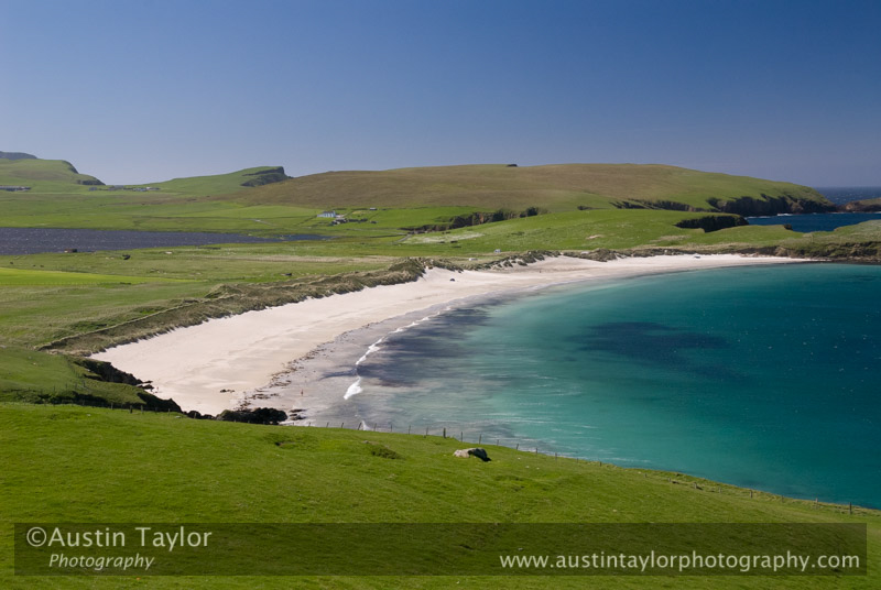Sands of Scousburgh and Loch of Spiggie from Vanlop
