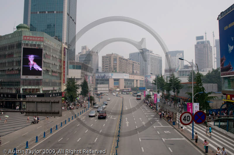 Traffic, central Chengdu, Sichuan