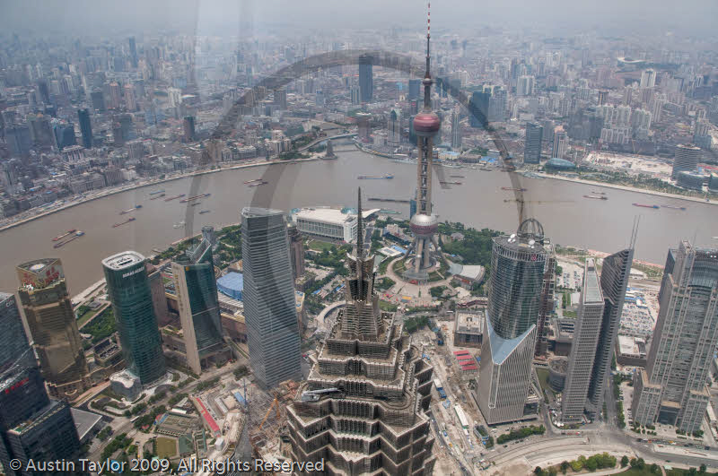 Inside and views from the "World Financial Center" building, Shanghai