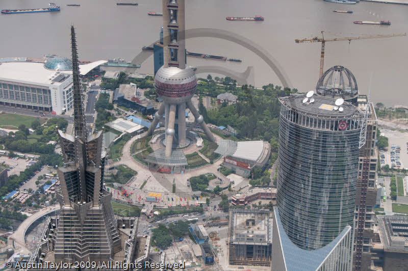 Inside and views from the "World Financial Center" building, Shanghai