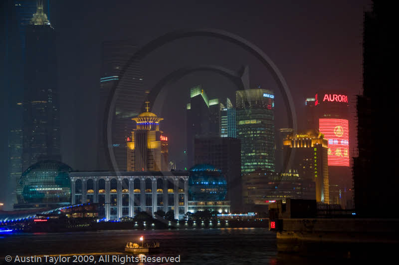 Tall buildings in Central Business District at night, Shanghai