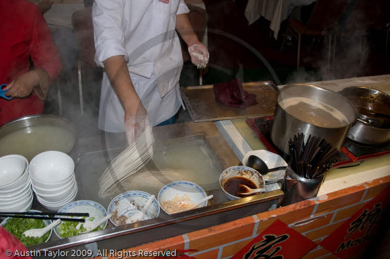 Noodle making at restaurant, Xi'an