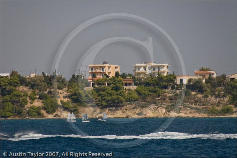 Hotels Klonos and Klonos Anna (from the Hellenic Seaways flying dolphin ferry)  Aegina, Greece 23 September 2007