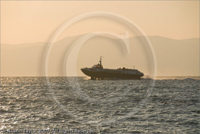 Flying dolphin ferry approaching Aegina, Greece 23 September 2007