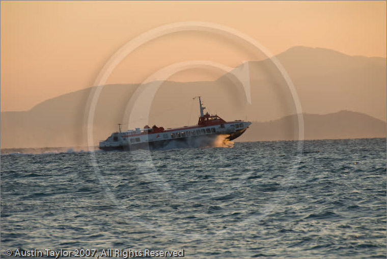 Flying dolphin ferry leaving Aegina, Greece 23 September 2007