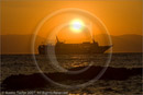 Sunset with ferry and backdrop of the Peloponnese from Aegina, Greece 23 September 2007