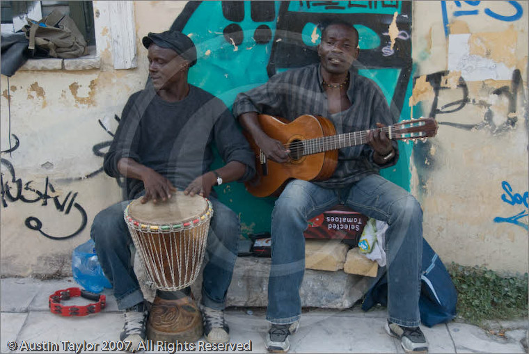 Buskers near Roman Agora, Athens, 20 September 2007