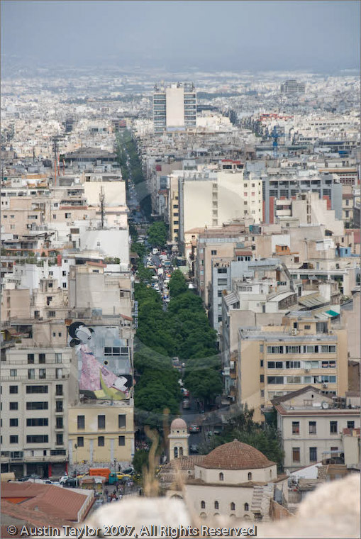 Athinas Street from Acropolis, Athens, Greece 21 September 2007