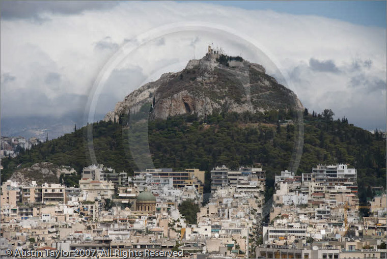 Lykavittos Hill from the Acropolis, Athens, Greece 21 September 2007