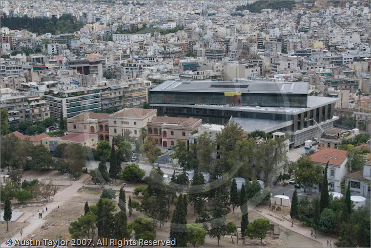 The New Acropolis Museum from Acropolis, Athens, Greece 21 September 2007