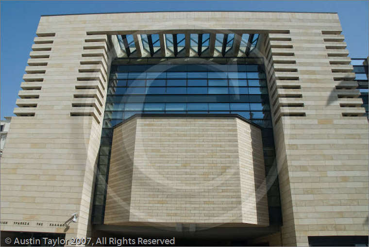 Building designed by architect Mario Botta with archaeological excavation under, Aiolou Street, off Square of Kotzia, Omonia, Athens, Greece, 26 September 2007