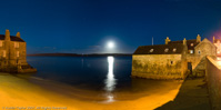 Bains Beach and buildings by moonlight, South Commercial Street, Lerwick